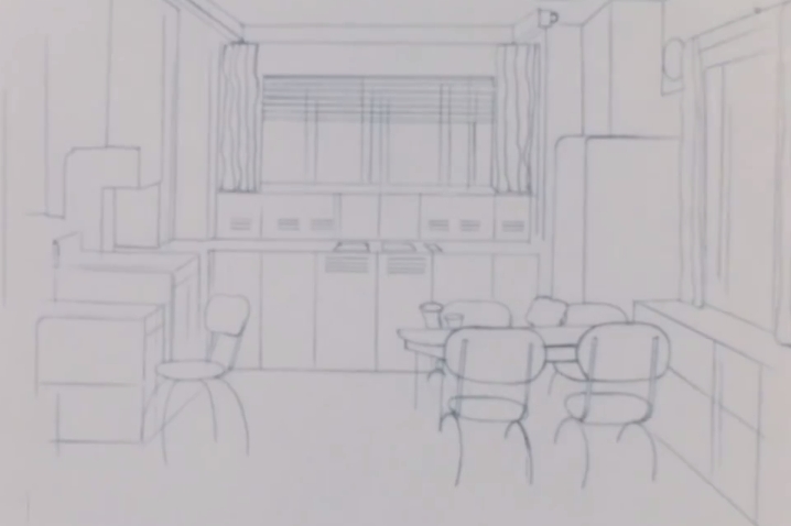 sketch of kitchen design