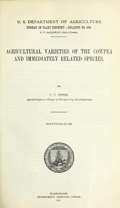 Agricultural Varieties of the Cowpea and Immediately Related Species  cover.jpg