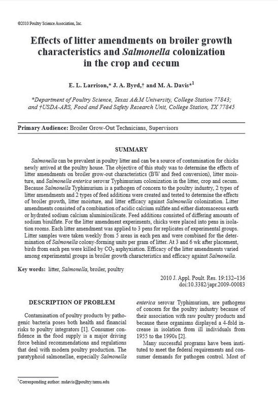 Effects of litter amendments on broiler growth characteristics and Salmonella colonization in the crop and cecum.jpg