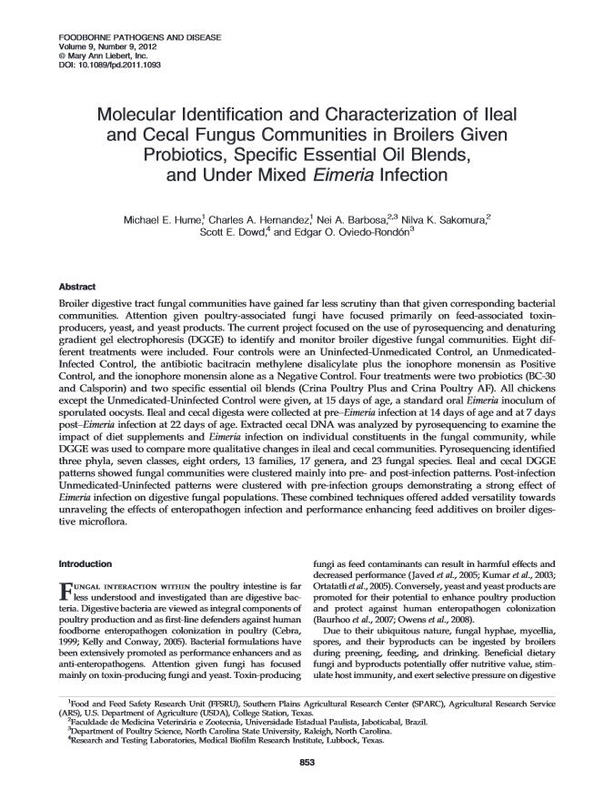 Molecular identification and characterization of ileal and cecal fungus communities in broilers given probiotics, specific essential oil blends, and under mixed Eimeria infection.jpg