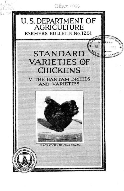 Standard Varieties of Chickens: V. The Bantam Breeds and Varieties