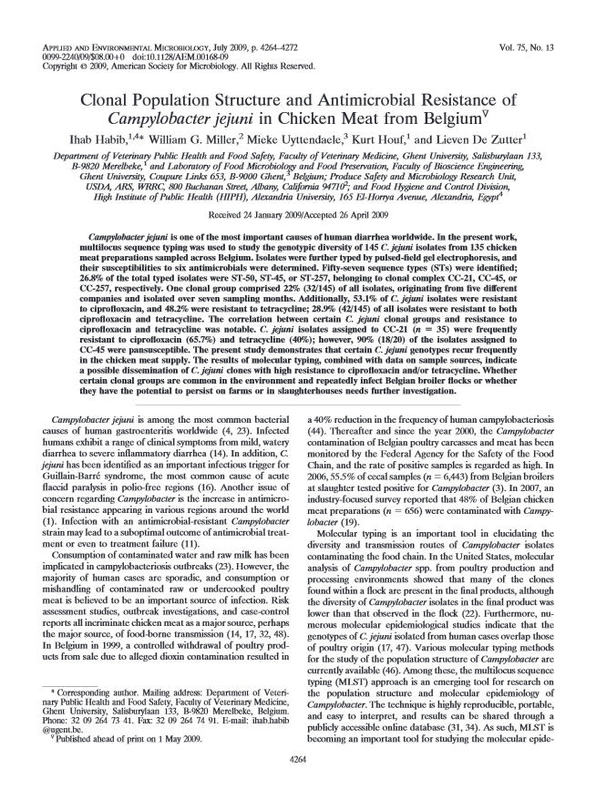 Clonal Population Structure and Antimicrobial Resistance of Campylobacter jejuni in Chicken Meat from Belgium.jpg