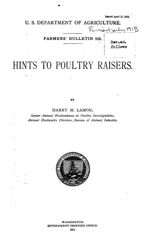 Hints to Poultry Raisers