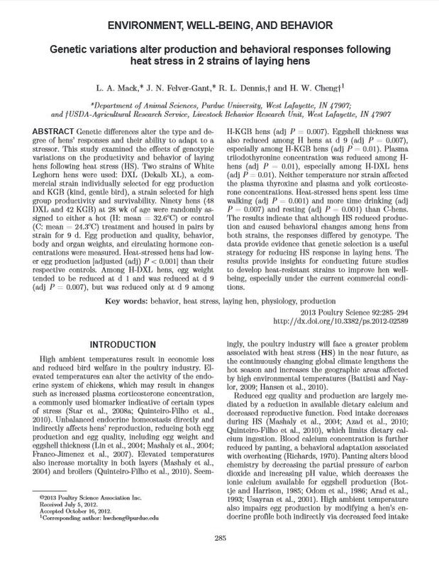 Genetic variations alter production and behavioral responses following heat stress in 2 strains of laying hens.JPG