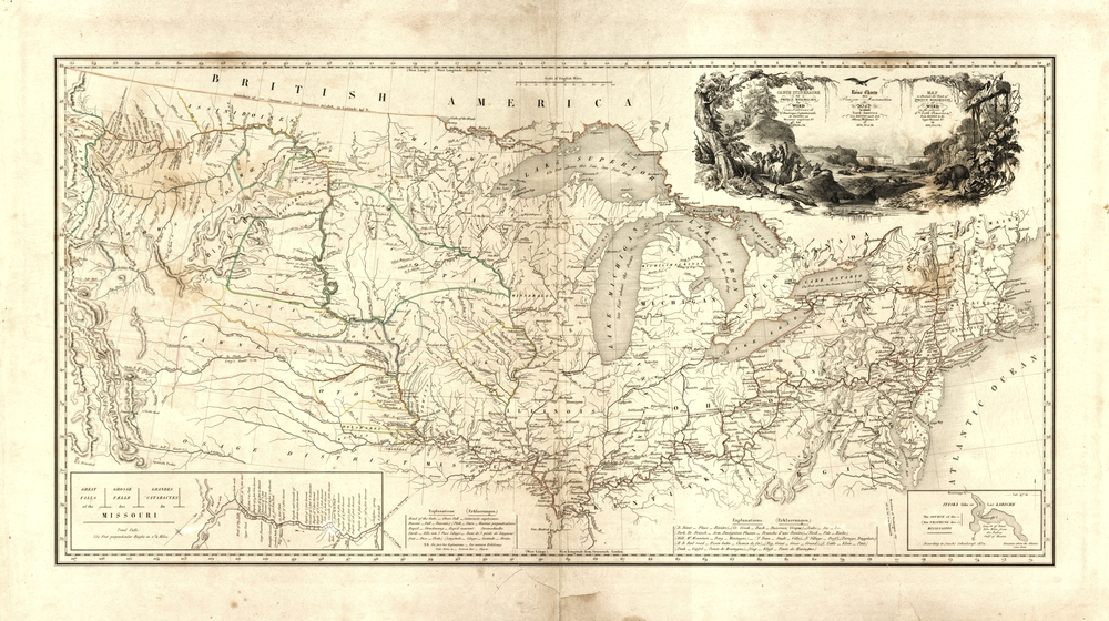 Map to Illustrate the Route of Prince Maximilian of Wied in the Interior of North America from Boston to the Upper Missouri in 1832, 33 & 34.