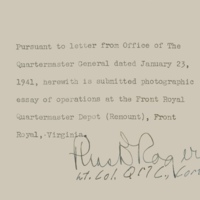Statement about Front Royal Quartermaster Depot photographic essay