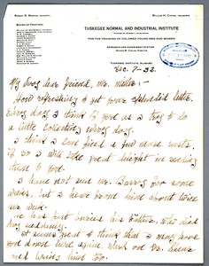 Thumbnail for the first (or only) page of Letter from G.W. Carver to Mr. [Paul R. ] Miller - page 1.