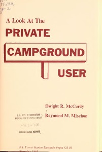 Thumbnail for the first (or only) page of A look at the private campground user.