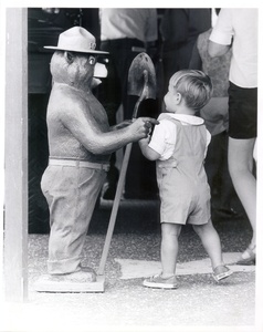 Thumbnail for the first (or only) page of Child with Smokey statue .