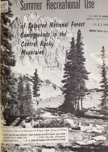 Thumbnail for the first (or only) page of Summer recreational use of selected National Forest campgrounds in the Central Rocky Mountains.