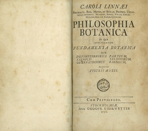 Thumbnail for the first (or only) page of Philosophia Botanica - Title Page.