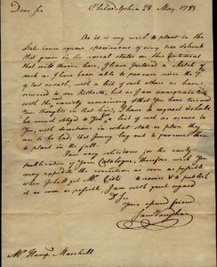 Thumbnail for the first (or only) page of Letter to Humphrey Marshall from James Vaughan.