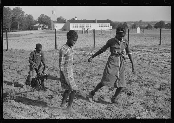 children plowing