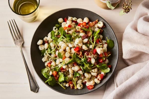 Plate of hominy salad