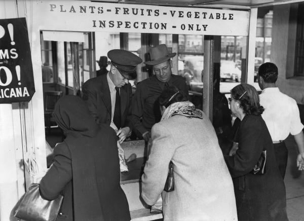 Inspection of pedestrians' belongings